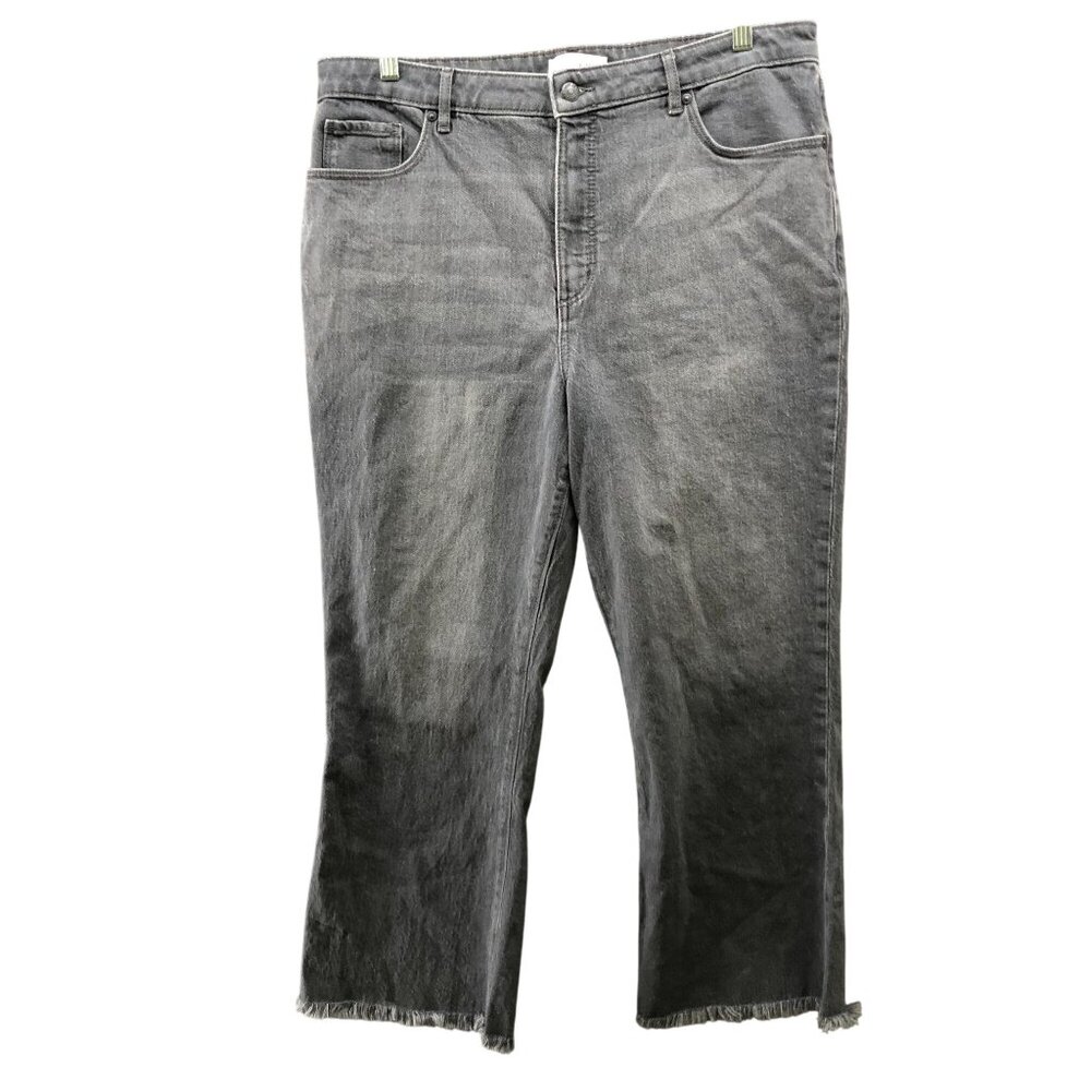 Loft Kick Crop Jeans Womens‎ 14 / 32 Gray Raw Hem Stretch High Rise